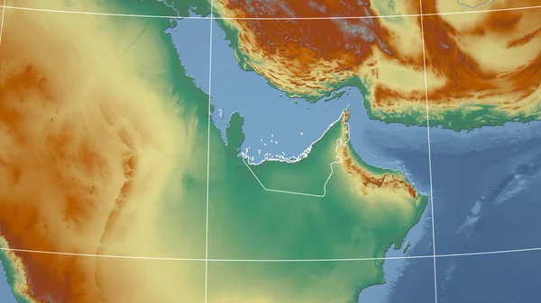 Emirados Árabes Unidos Bairro Perspectiva Distante Com Esboço País Mapa — Fotografia de Stock