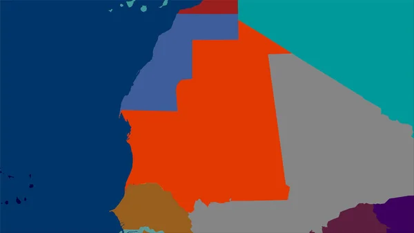 Mauretaniens Område Kartan Över Administrativa Indelningar Den Stereografiska Prognosen Rasterskiktens — Stockfoto