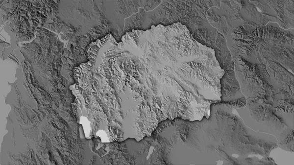 Macedonia Area Grayscale Elevation Map Stereographic Projection Raw Composition Raster — Stock Photo, Image