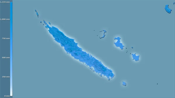 Nederbörd Varmaste Kvartalet Inom Nya Kaledonien Området Stereografisk Projektion Med — Stockfoto