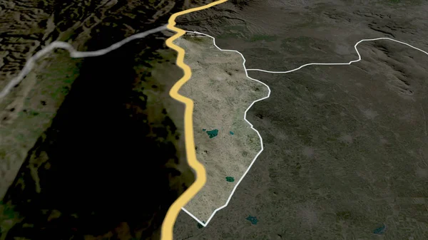 クネイトラ シリアの州が拡大し 強調した 衛星画像 3Dレンダリング — ストック写真