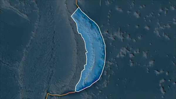 Piastra Tettonica Mariana Delineata Sul Satellite Una Mappa Separata Dalla — Foto Stock