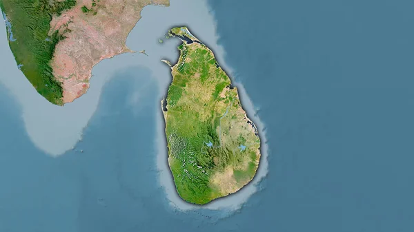 Srí Lanka Területe Műholdas Térképen Sztereográfiai Vetítés Nyers Összetétele Raszter — Stock Fotó