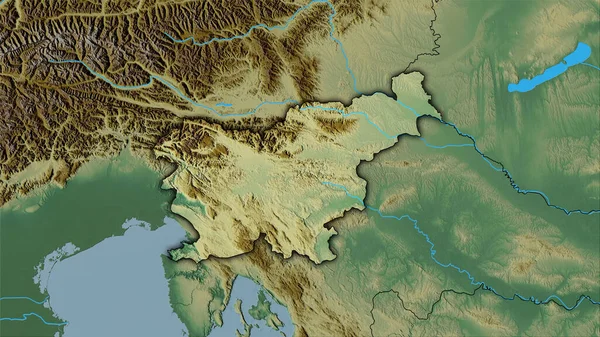 Obszar Słowenii Topograficznej Mapie Ulg Projekcji Stereograficznej Surowa Kompozycja Warstw — Zdjęcie stockowe