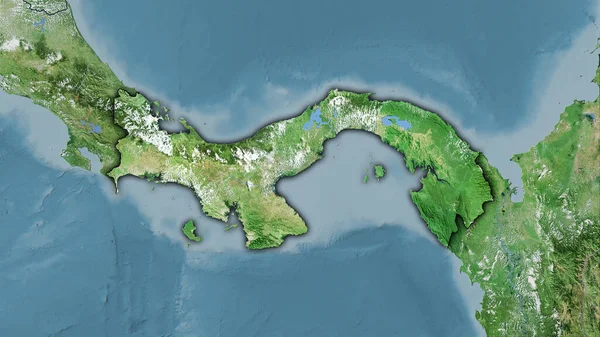 立体投影の衛星Dマップ上のパナマエリア 暗い輝く輪郭を持つラスター層の生の組成 — ストック写真