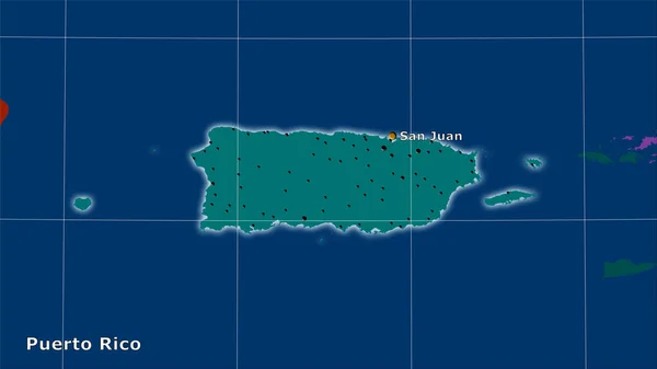 Puerto Rico Area Administrative Divisions Map Stereographic Projection Main Composition — Stock Photo, Image