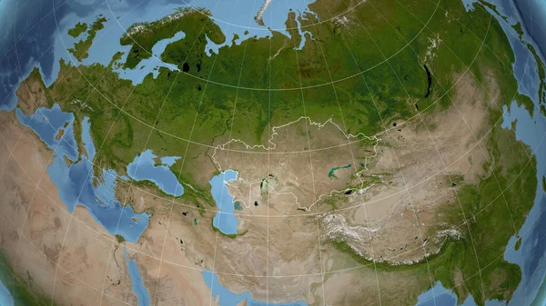 Kazachstan Buurt Verre Perspectief Met Contouren Van Het Land Satellietbeelden — Stockfoto