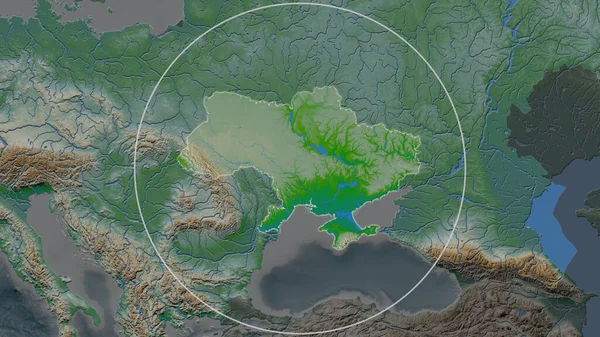 Area Allargata Dell Ucraina Circondata Cerchio Sullo Sfondo Del Suo — Foto Stock