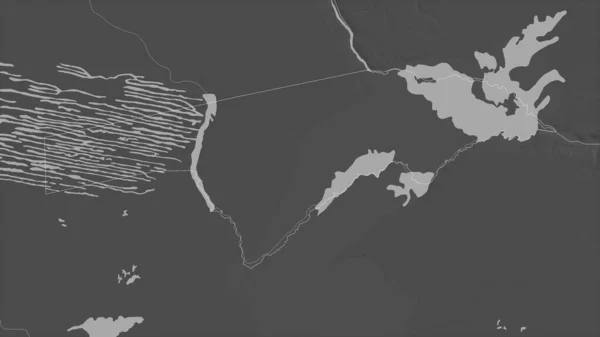 纳米比亚地区赞比西河 有湖泊和河流的灰度地图 形状与它的国家相对应 3D渲染 — 图库照片