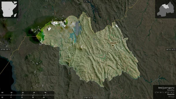Amajyaruguru Provinz Ruanda Satellitenbilder Gestalt Die Sich Mit Informativen Überlagerungen — Stockfoto