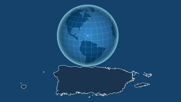 Puerto Rico Globo Con Forma Del País Contra Mapa Ampliado — Foto de Stock