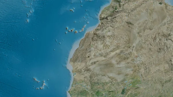 Western Sahara zoomed and neighborhood. Satellite imagery. 3D rendering