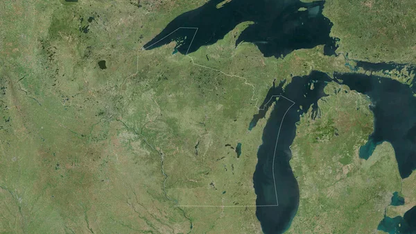 Wisconsin Estado Dos Estados Unidos Imagens Satélite Forma Delineada Contra — Fotografia de Stock