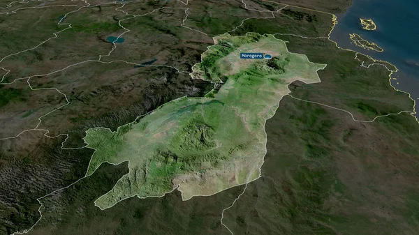 Morogoro Regio Tanzania Gezoomd Gemarkeerd Met Kapitaal Satellietbeelden Weergave — Stockfoto