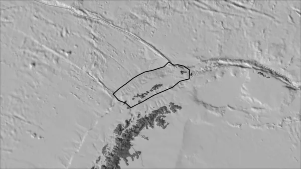 Placa Tectónica Shetland Delineada Bordes Placas Adyacentes Mapa Elevación Bilevel — Foto de Stock
