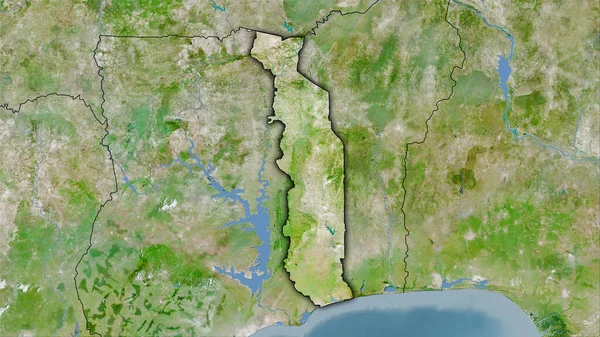 Togo Plocha Satelitu Mapa Stereografické Projekci Hrubé Složení Rastrových Vrstev — Stock fotografie