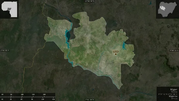 Niger Bundesstaat Nigeria Satellitenbilder Gestalt Die Sich Mit Informativen Überlagerungen — Stockfoto