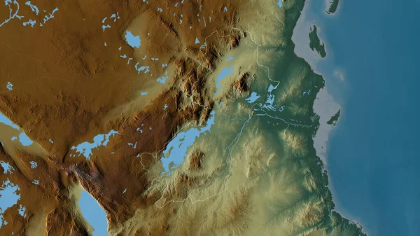 Морогоро Регион Танзании Цветной Рельеф Озерами Реками Форма Очерченная Против — стоковое фото