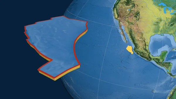 Rivera Tektonische Plaat Geëxtrudeerd Gepresenteerd Tegen Wereldbol Topografische Kaart Weergave — Stockfoto