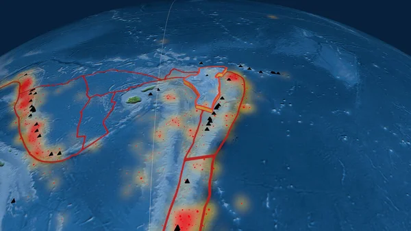 Plaque Tectonique Niuafou Extrudée Sur Globe Carte Topographique Terre Naturelle — Photo