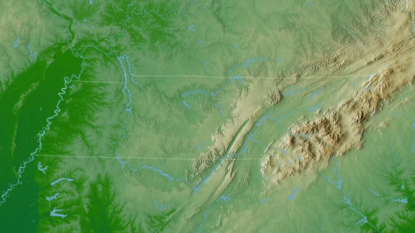 Tennessee Staat Van Verenigde Staten Gekleurde Schaduwgegevens Met Meren Rivieren — Stockfoto