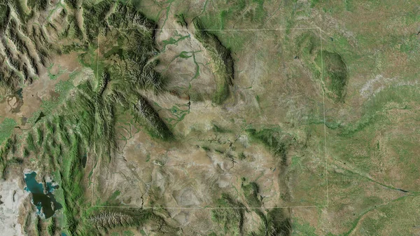 Wyoming Estado Dos Estados Unidos Imagens Satélite Forma Delineada Contra — Fotografia de Stock