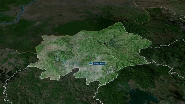 Binh Phuoc Provinsen Vietnam Zoomas Och Markeras Med Kapital Satellitbilder — Stockfoto