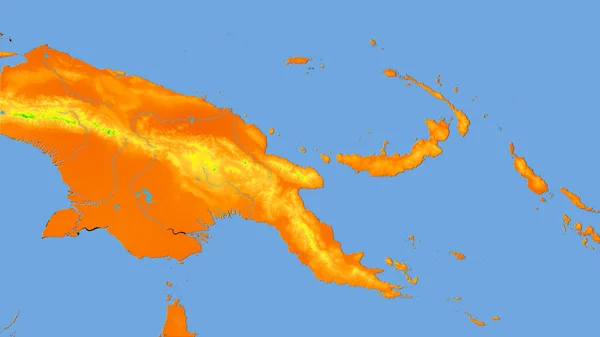 Papua Nowa Gwinea Rocznej Mapie Temperatury Projekcji Stereograficznej Surowy Skład — Zdjęcie stockowe