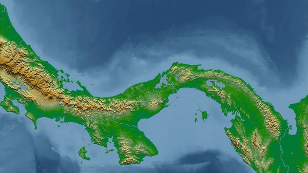 Panama Prospettiva Ravvicinata Del Paese Nessun Contorno Mappa Fisica Colori — Foto Stock