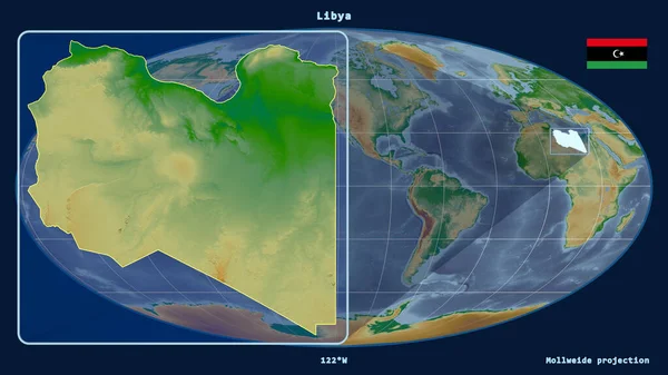 Vista Ampliada Del Esquema Libia Con Líneas Perspectiva Contra Mapa — Foto de Stock
