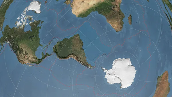 Південноамериканська Тектонічна Плита Розглядає Глобальні Супутникові Знімки Проекції Азимутального Еквідистанта — стокове фото