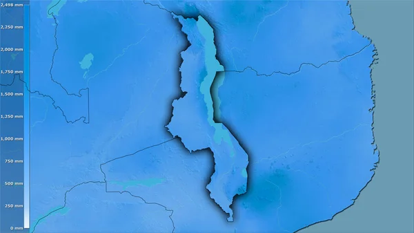 Precipitación Anual Dentro Del Área Malawi Proyección Estereográfica Con Leyenda —  Fotos de Stock