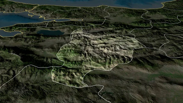Bilecik トルコの州が拡大し 強調した 衛星画像 3Dレンダリング — ストック写真