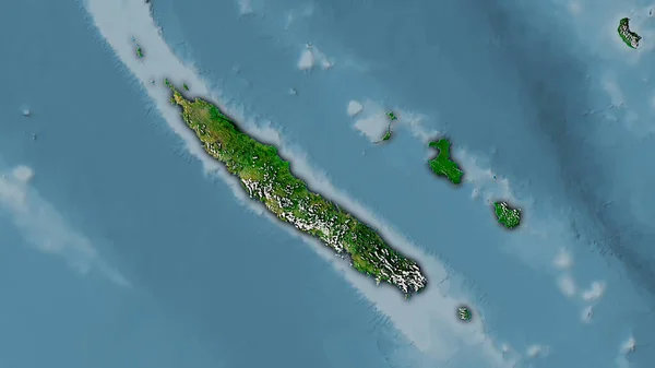 Nueva Caledonia Satélite Mapa Proyección Estereográfica Composición Cruda Capas Trama —  Fotos de Stock