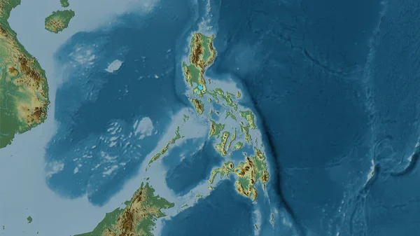 필리핀 지역의 지형학 지도에 나오는 래스터층의 — 스톡 사진