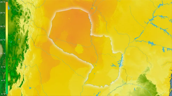 Température Moyenne Quartier Chaud Région Paraguayenne Dans Projection Stéréographique Avec — Photo