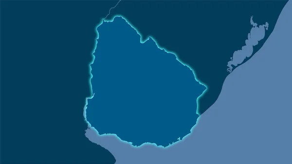 Area Uruguay Sulla Mappa Solida Nella Proiezione Stereografica Composizione Grezza — Foto Stock