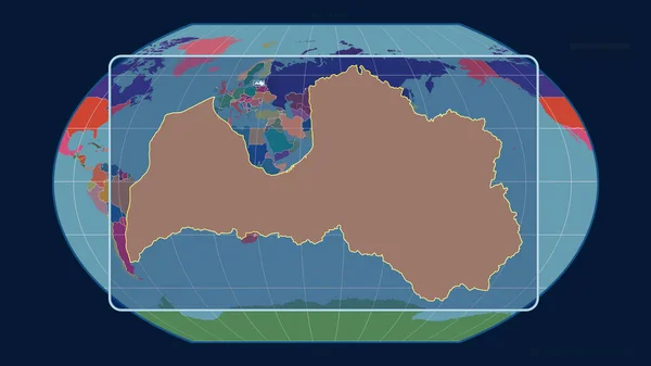 Przybliżony Obraz Łotwy Przedstawiający Linie Perspektywiczne Stosunku Globalnej Mapy Projekcji — Zdjęcie stockowe