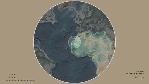 Oblast Západní Sahary Označená Kruhem Rozsáhlé Mapě Kontinentu Izolované Odloučeném — Stock fotografie