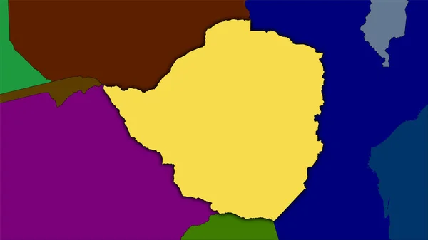 Територія Зімбабве Карті Адміністративного Поділу Стереографічній Проекції Сира Композиція Растрових — стокове фото