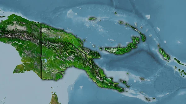 Територія Папуа Нової Гвінеї Карті Супутника Стереографічній Проекції Сира Композиція — стокове фото