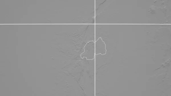 Руанда Гродненщина Отдаленная Перспектива Очертаниями Страны Grayscale Elevation Map — стоковое фото