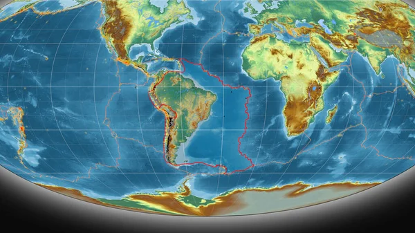 Piastra Tettonica Sudamericana Delineata Sulla Mappa Topografica Globale Rilievo Nella — Foto Stock