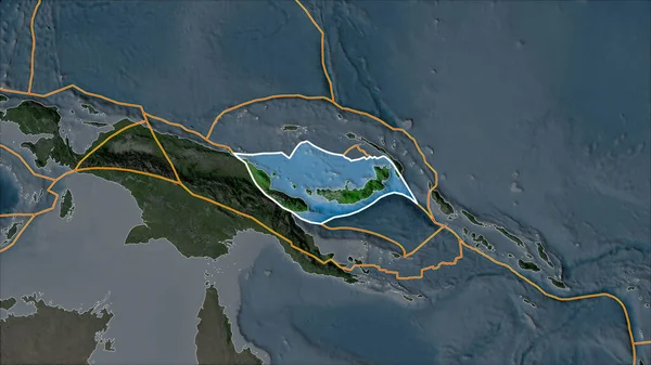 Nakreślona Płyta Tektoniczna South Bismarck Satelicie Mapa Oddzielona Desaturacją Przyległych — Zdjęcie stockowe