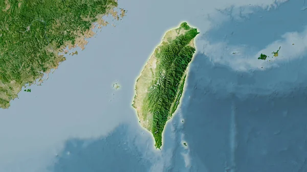 Taiwan Area Satellite Map Stereographic Projection Raw Composition Raster Layers — Stock Photo, Image