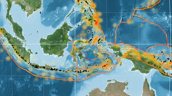 Molucca Mořská Tektonická Deska Nastíněná Globálních Satelitních Snímcích Mollweidské Projekci — Stock fotografie