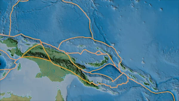 Tectonic Plattor Gränser Topografisk Karta Över Områden Närheten North Bismarck — Stockfoto