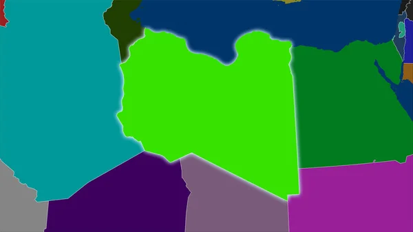 Área Libia Mapa Divisiones Administrativas Proyección Estereográfica Composición Cruda Capas —  Fotos de Stock