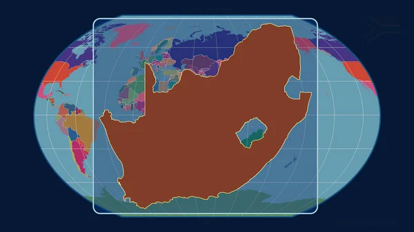 Vista Ampliada Del Contorno Sudáfrica Con Líneas Perspectiva Contra Mapa —  Fotos de Stock