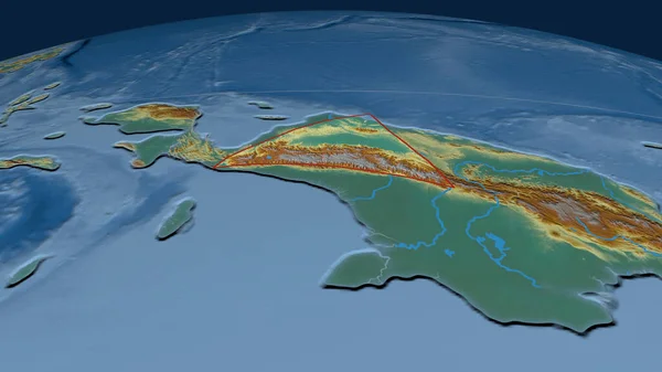 Maoke Tektonik Plakası Dünyaya Çizilmiş Topoğrafik Yardım Haritası Görüntüleme — Stok fotoğraf
